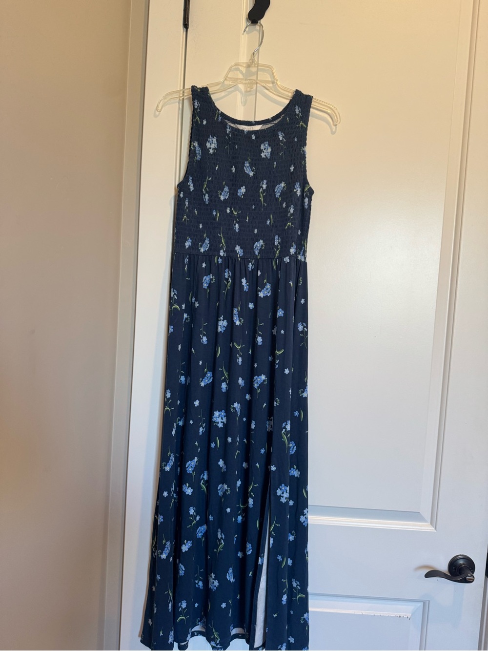 Market & Spruce Navy floral Smocked maxi dress